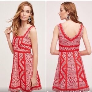 Anthropologie Maeve Emma red A line swing dress- size 4